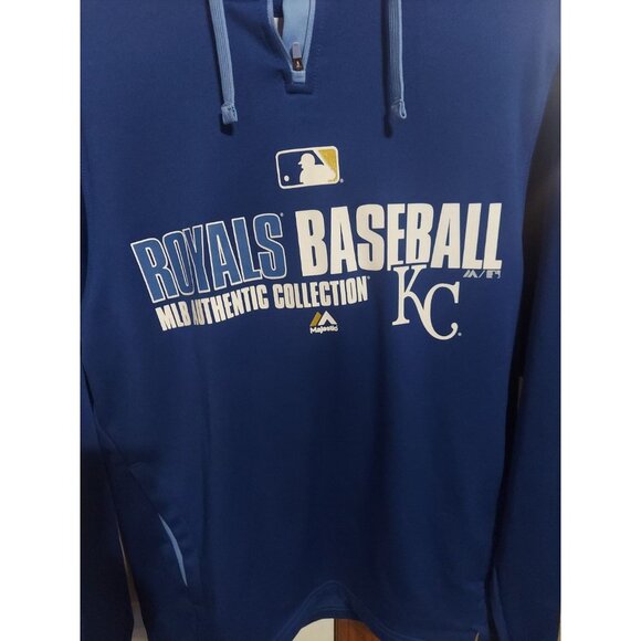 Kansas City Royals Majestic MLB Authentic Collection Men's S Pullover Hood Whitt - Picture 2 of 8